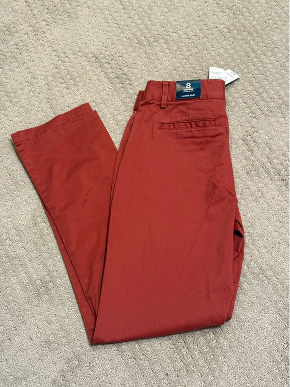 Lands’ End NWT Mid Rise Straight Leg Pants Rust Size 8 Chino Career - Picture 2 of 6